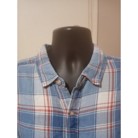 Marine Layer Plaid Button Shirt Men’s XL Blue Red 100% Cotton Button Down - Picture 4 of 11